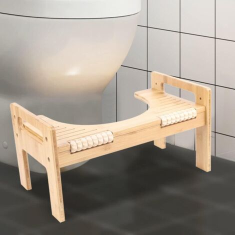 Tabouret de toilette en bois - Repose-pieds avec hauteur réglable - En bambou - Antidérapant - Pour la prévention des hémorroïdes et de la constipation