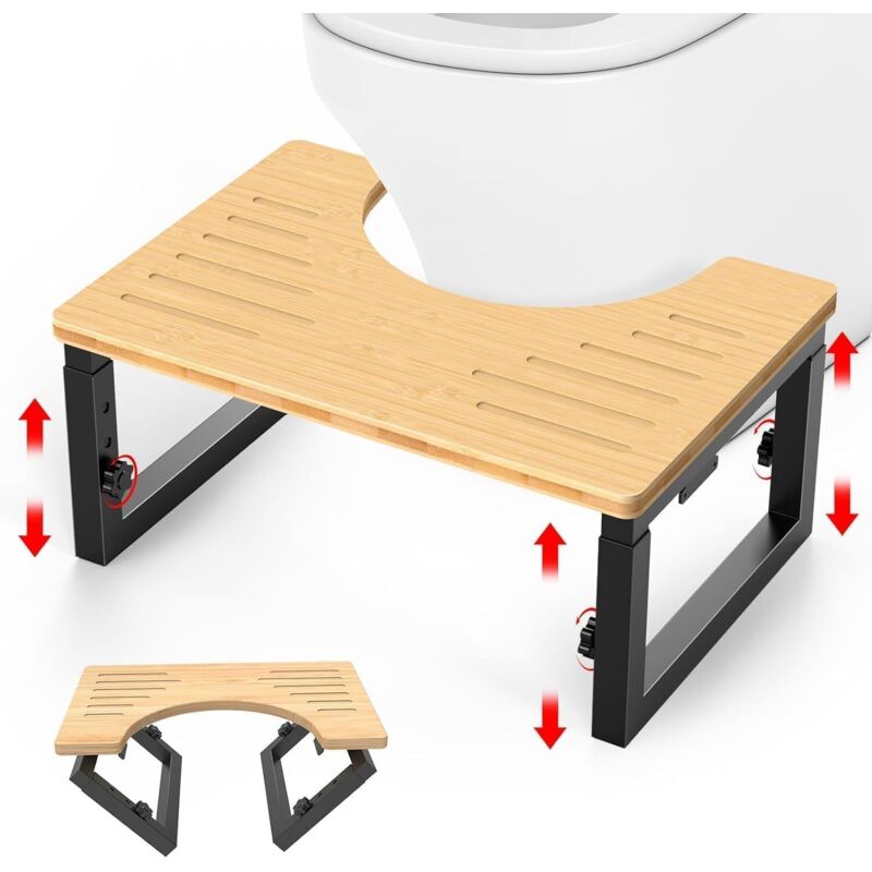 Tabouret de toilette pliable en bambou, hauteur réglable de 18, 20 ou 23 cm, pour adultes et enfants, marchepied robuste pour la salle de bain,