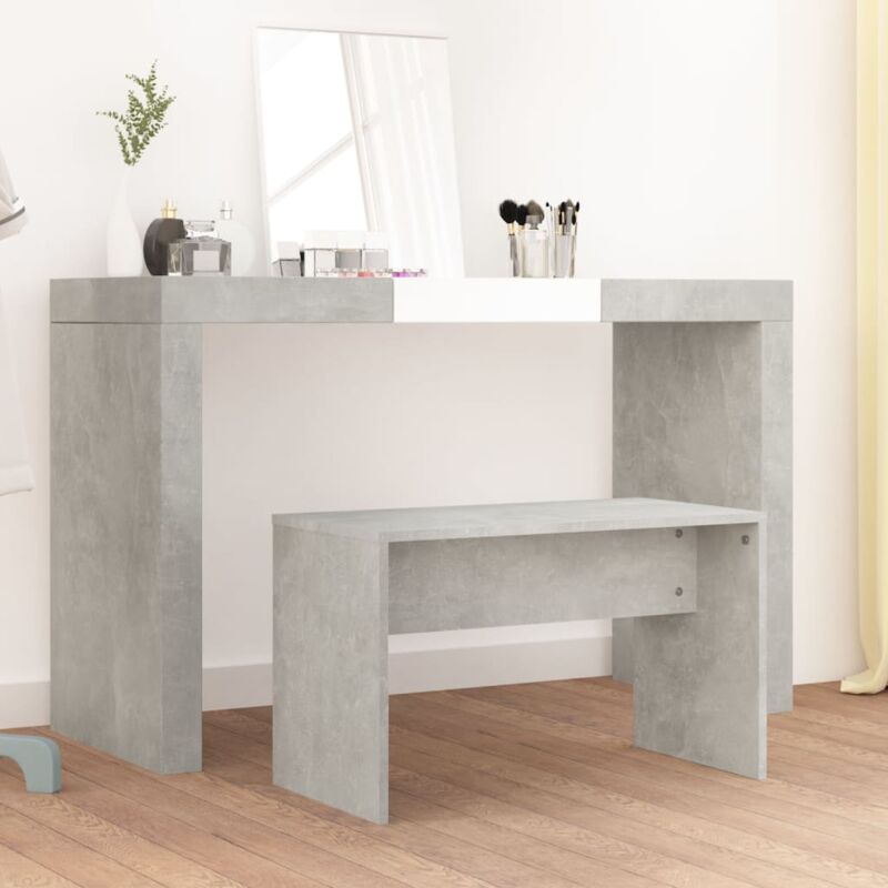 Tabouret de toilette Tabouret de Coiffeuse Gris béton 70x35x45 cm Bois d'ingénierie 69191