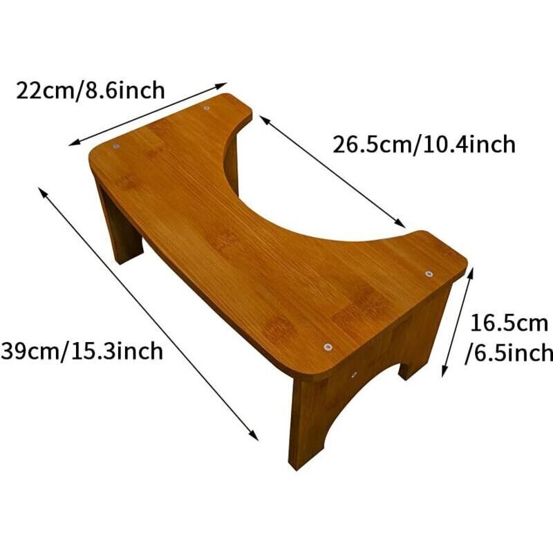 Tabouret de toilette, tabouret de toilette en bambou, tabouret de toilettes robuste en forme de C, siège de toilette antidérapant, repose-pieds pour