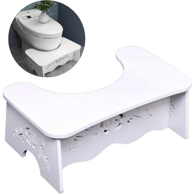 Tabouret de toilettes médical - Pour adultes et enfants - Antidérapant - Blanc