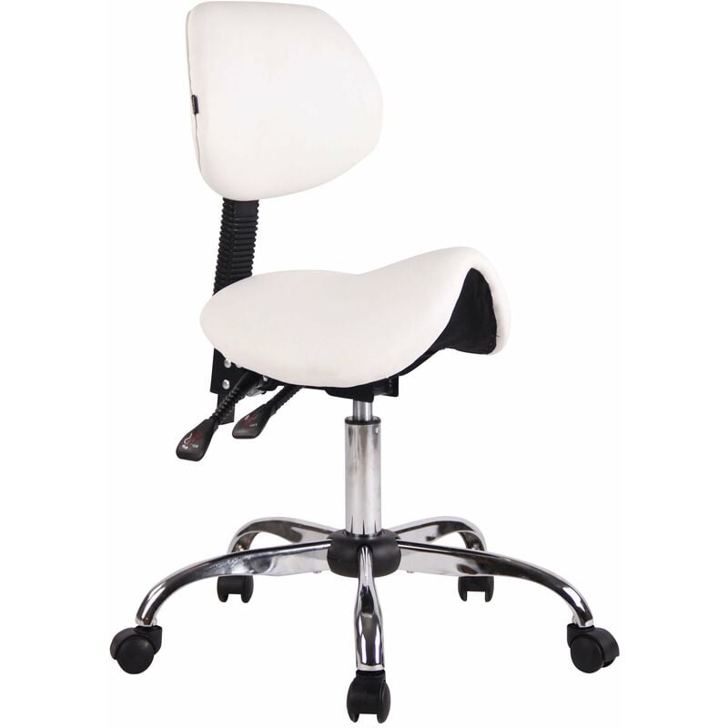 Tabouret de travail avec assise en forme de selle cheval ajustable et pivotant pvc blanc TABO10073/2
