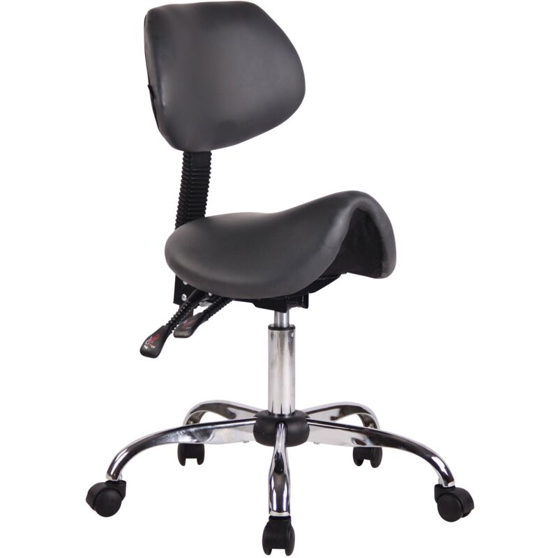 Tabouret de travail avec assise en forme de selle cheval ajustable et pivotant pvc gris TABO10207