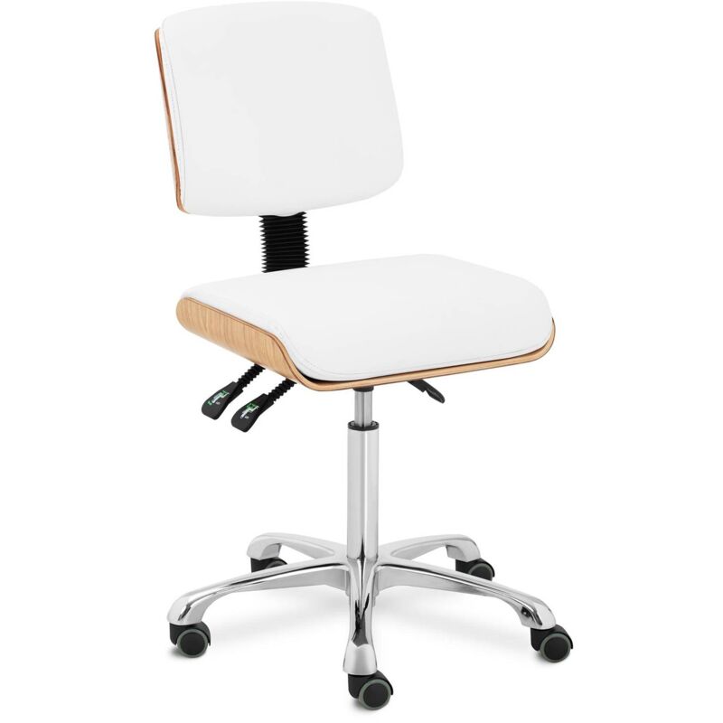 Tabouret De Travail Bureau Tabouret avec dossier Pivotant Réglable 160kg Blanc