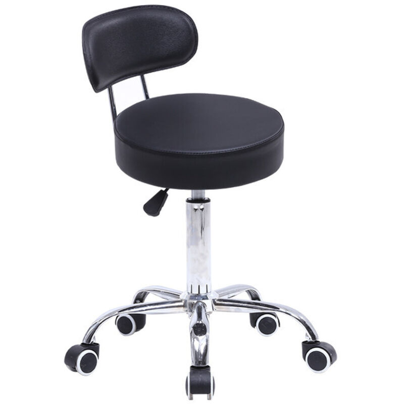 Tabouret de Travail Capable de Bouger et de Tourner Tabouret avec Dossier réglable en Hauteur Tabouret pivotant Noir