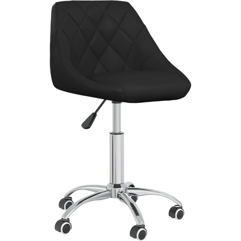 Tabouret de travail chaise de bureau sur roulettes en pvc noir et acier DEC025110