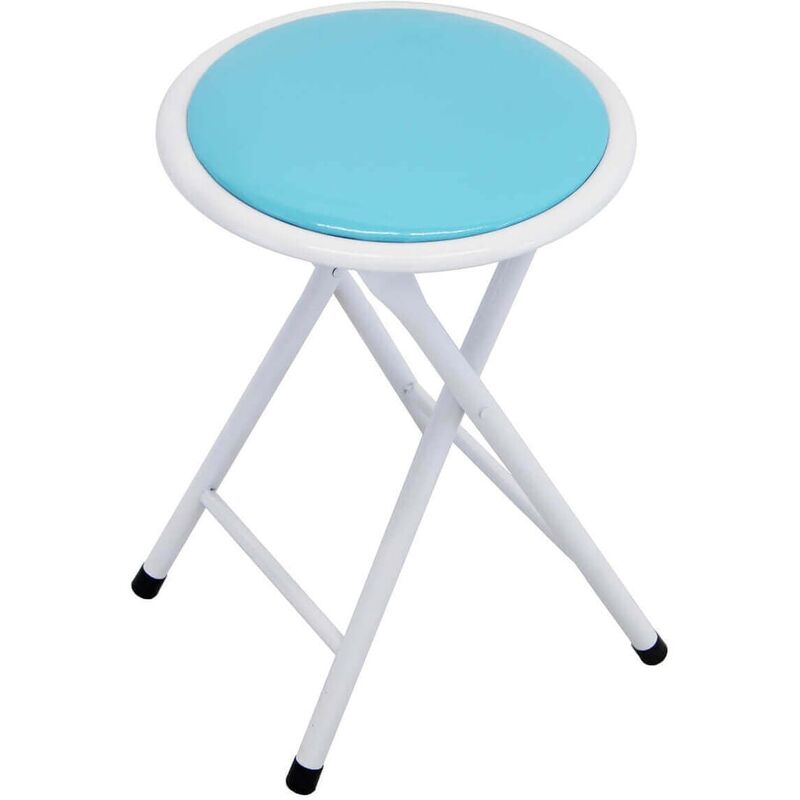 Tabouret de voyage pliant avec structure en acier et siège pvc rembourré Ø30 cm Skinny LightSkyBlue - LightSkyBlue