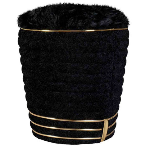 Tabouret Déco en Tissu "Doric" 50cm Noir & Or