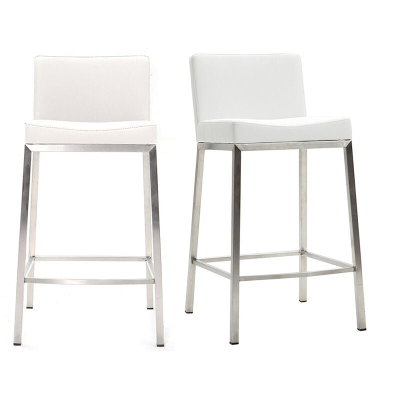 Miliboo - Tabourets design blanc H66 cm (lot de 2) epsilon