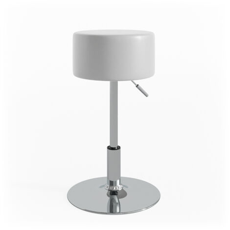 Vicco – Tabouret blanc 33 cm x 67 cm – Acier robuste – Cuir synthétique – Hauteur réglable pour table de maquillage