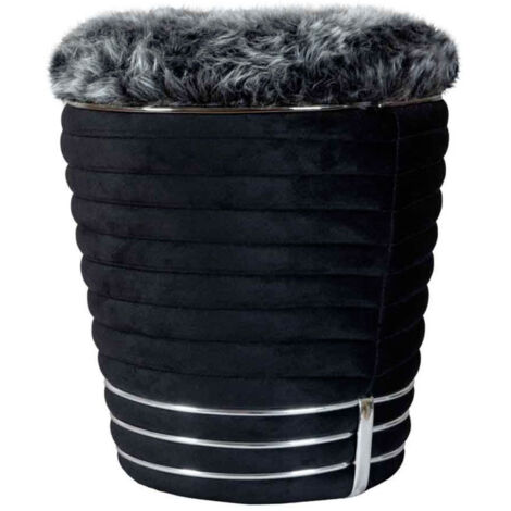 Tabouret Design en Tissu "Doric" 50cm Noir & Gris