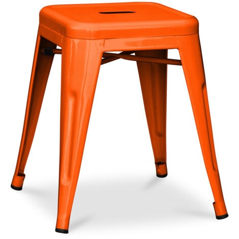 Tabouret Design Industriel - 45cm - Nouvelle Edition - Stylix Orange