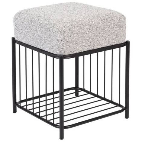 Tabouret design, Tabouret Milou carré tissu Noir en Fabric, BOITE A DESIGN