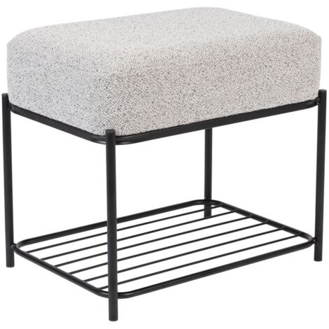 Tabouret design, Tabouret rectangulaire Milou en tissu gris Noir en Fabric, BOITE A DESIGN