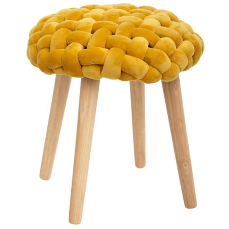 Tabouret Design "Tricot" 43cm Moutarde