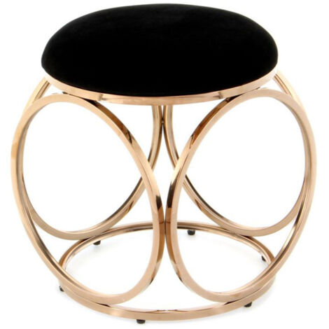 Tabouret Design "Whitney" 45cm Noir & Or Rose