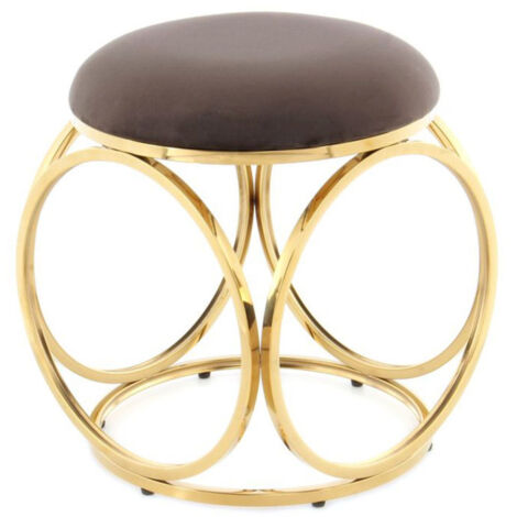 Tabouret Design "Whitney" 45cm Taupe & Or
