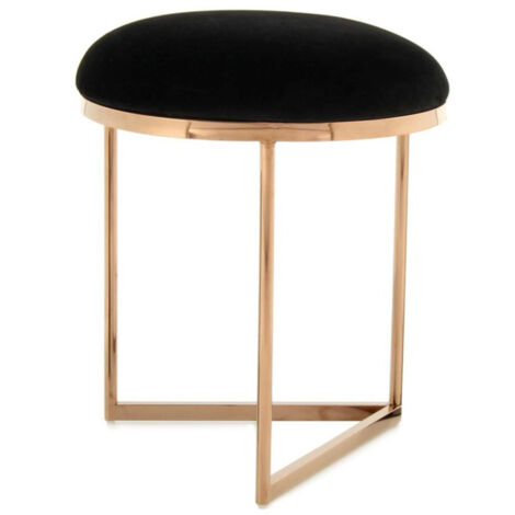 Tabouret Design "Wynona" 49cm Noir & Or Rose