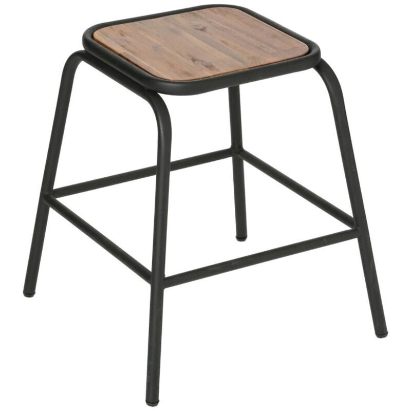Lot de 2 tabourets Edena acacia et métal - Atmosphera créateur d'intérieur