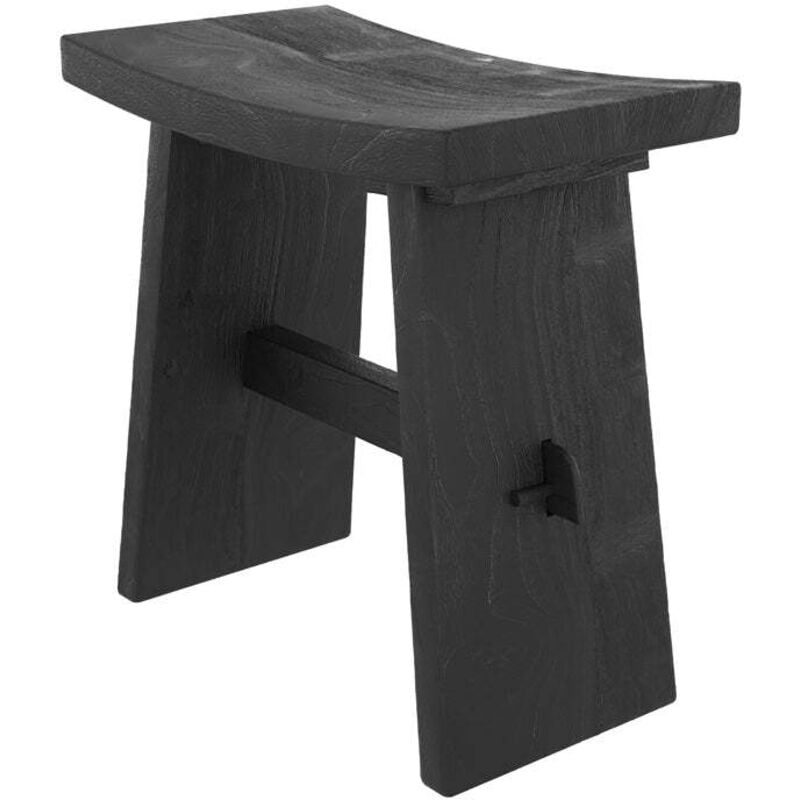 Rendez-vous Déco - Tabouret en bois de teck recyclé peint en noir - eka