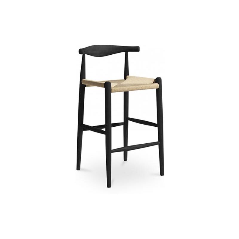 Privatefloor - Tabouret de bar design Boho Bali - Bois - 75cm - Elb Noir