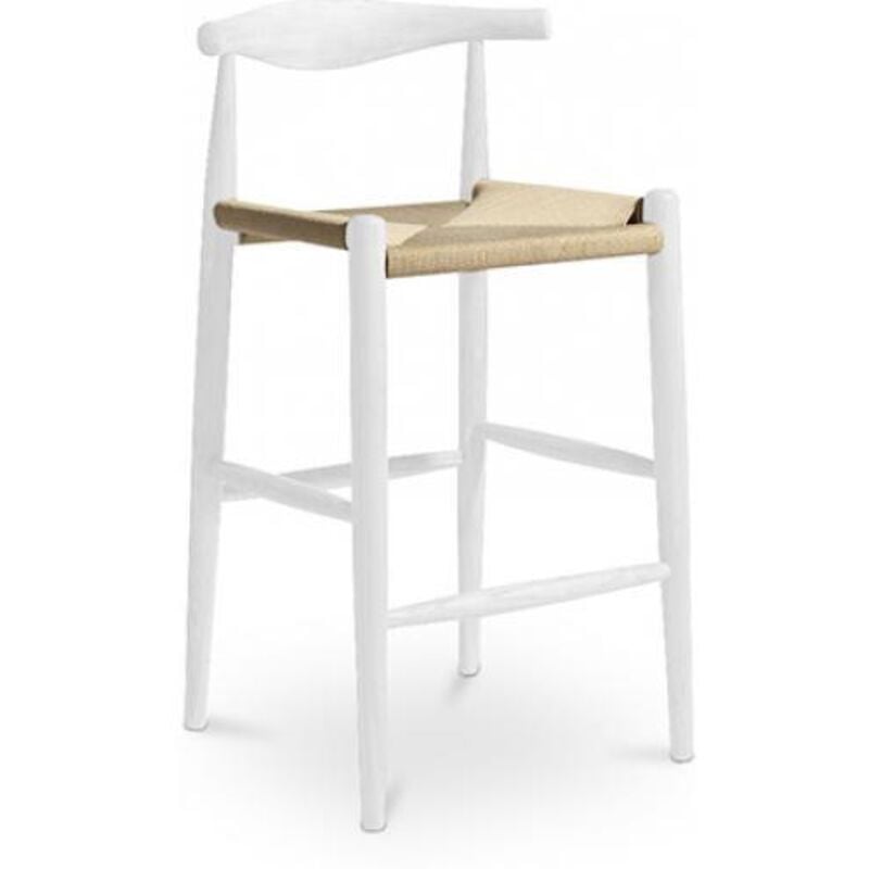 Privatefloor - Tabouret de bar design Boho Bali - Bois - 75cm - Elb Blanc
