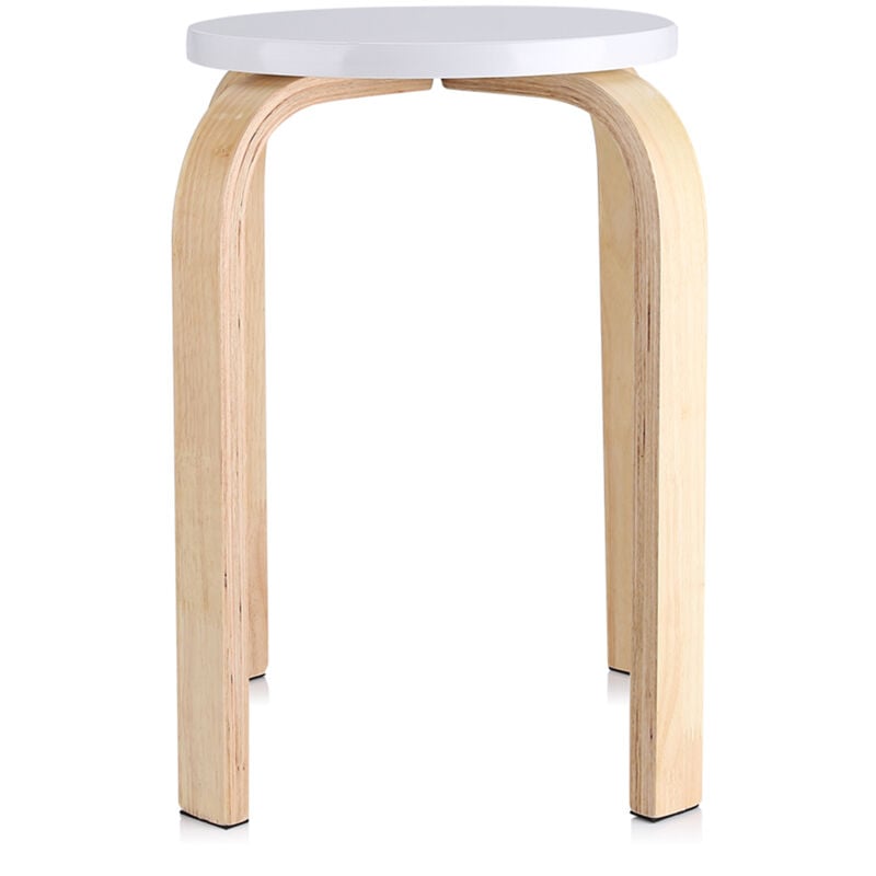 Tabouret Empilable Antidérapant en Bois courbé, Couleur Bonbon, Meuble de Maison Idéal pour la Décoration de Chambre d'enfant, 1 Pièce (Blanc)