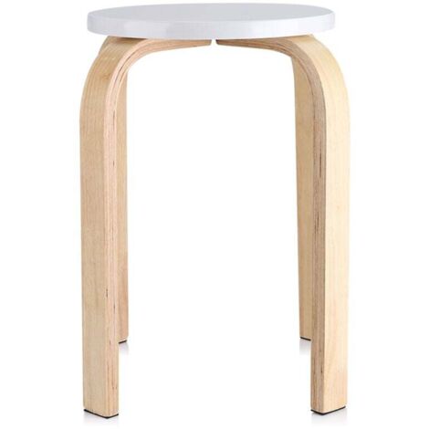 Tabouret Empilable Antidérapant en Bois courbé, Couleur Bonbon, Meuble de Maison Idéal pour la Décoration de Chambre d'enfant, 1 Pièce (Blanc)