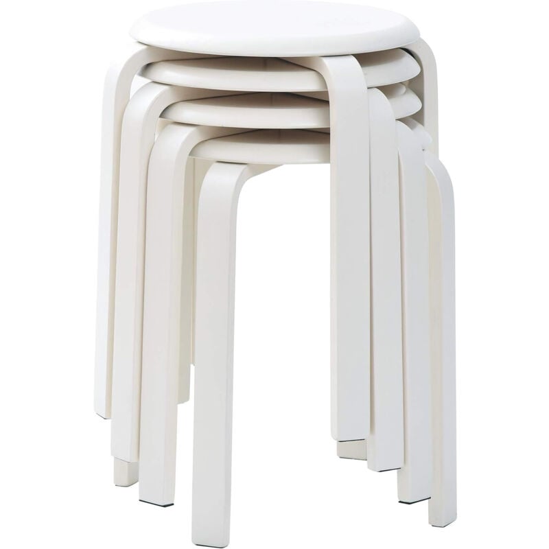 Tabouret empilable Tabouret en bois Mode Créatif Adultes - Blanc