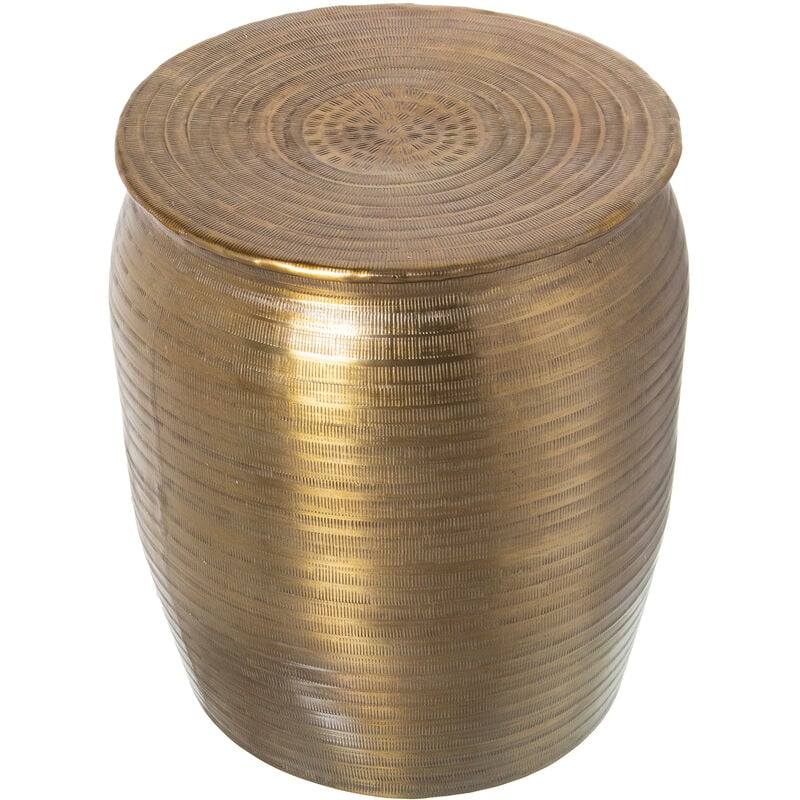 Tabouret En Aluminium Sculpté Doré °35X41 Cm