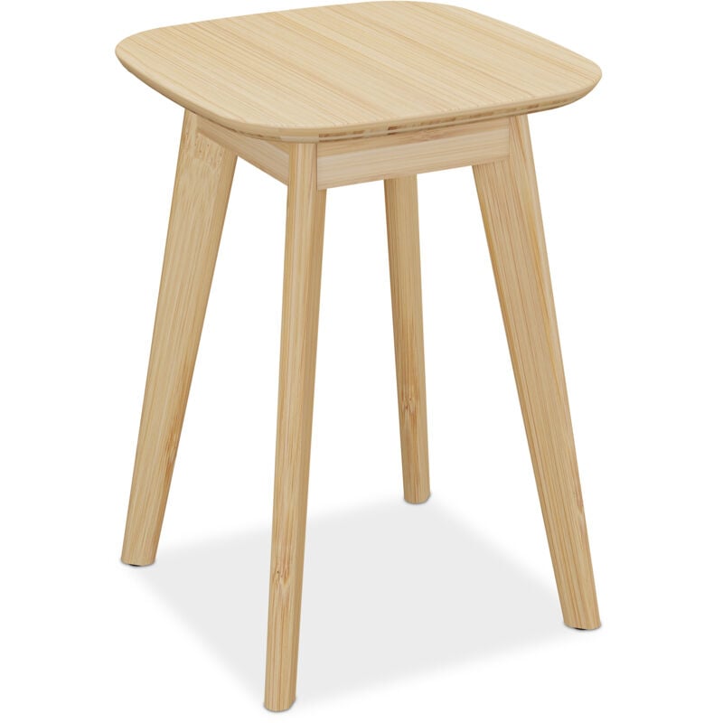 Tabouret en bambou, HxLxP : 46 x 33 x 33 cm, pour la salle de bain, la cuisine ou l'entrée, nature - Relaxdays