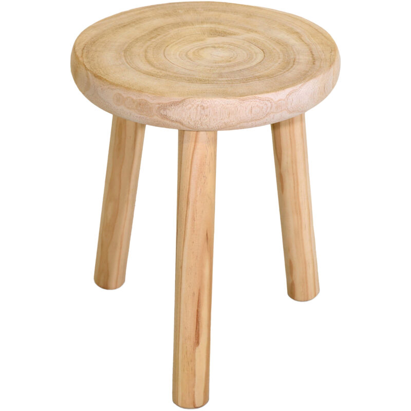 Tabouret en bois avec 3 pieds - ø 35 cm - Tabouret déco rond naturel