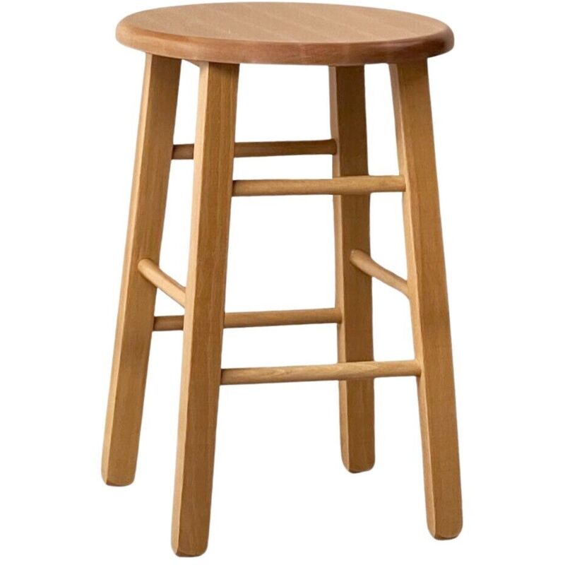 Tabouret en bois avec assise ronde h 47 cm noyer clair pieds droits