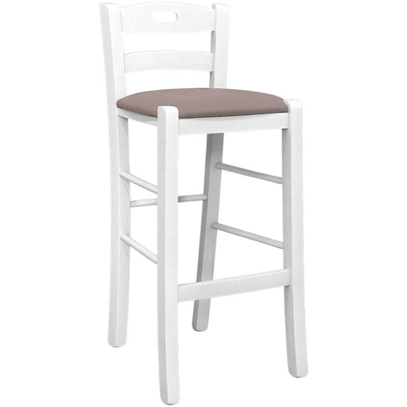 Okaffarefatto - Tabouret en bois blanc avec trou dans le dossier h66 siège écopelle