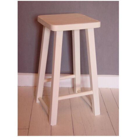 Tabouret en pin massif brut – Dimensions 45 cm de hauteur, 27 x 27 cm d'assise – Finition prête à personnaliser – Stabilité optimale