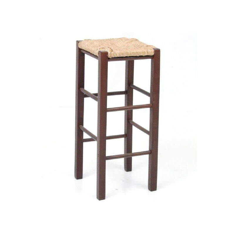 Iperbriko - Tabouret en Bois de Hêtre avec Assise en Paille de Seigle - H.70 cm