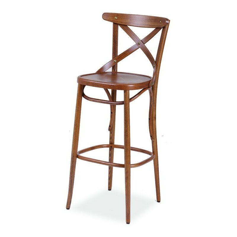 <strong>tabouret</strong> en bois de hetre courbe, <strong>couleur</strong> cognac antique 51x51xh.110 cm