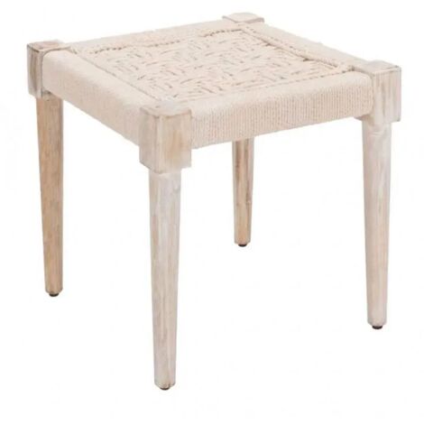 Tabouret en bois et corde blanc cassé - AGRA 7285