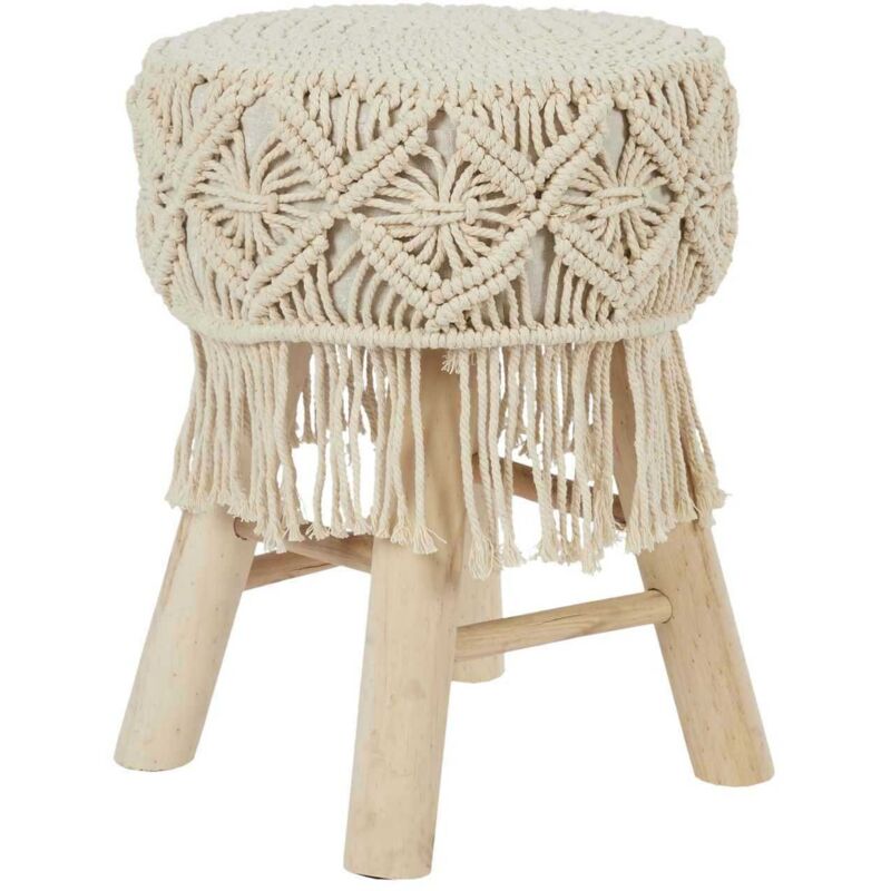 Mobilibrico - Tabouret en bois et tissu Boho