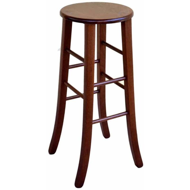 Okaffarefatto - Tabouret en bois massif noyer foncé h 80 avec assise ronde et pieds sabre Okaffarefatto - Tabouret en bois massif noyer foncé h 80 avec assise ronde et pieds sabre