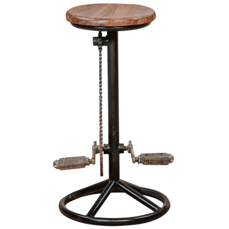 Tabouret en bois réglable - Style industriel