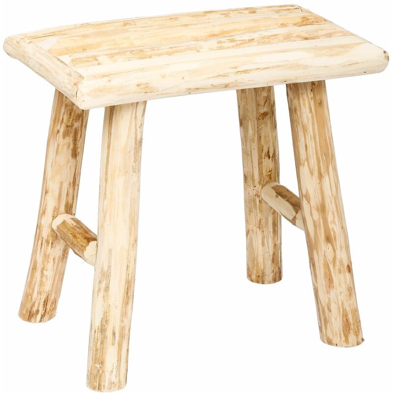 Atmosphera - Tabouret en bois Woody - H.32 cm - Naturel