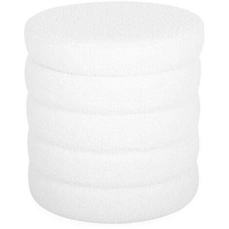Tabouret en bouclettes blanches avec coffre de rangement intégré