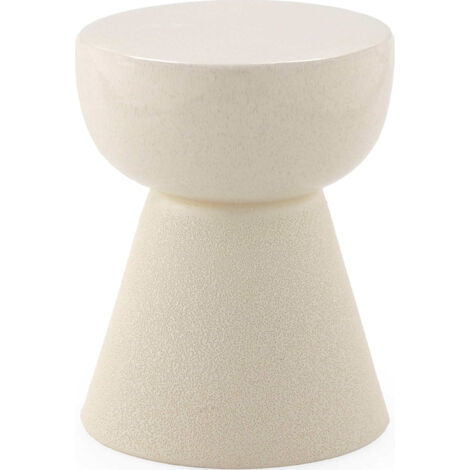 Tabouret en céramique blanc design élégant pour salon ou terrasse - Blanc ivoire texturé