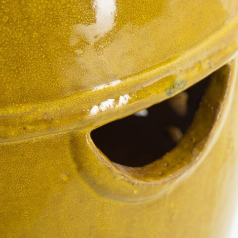 Tabouret en céramique moutarde exotique 48x35x35 cm