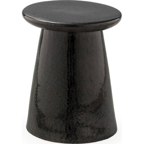 Tabouret en céramique noir design élégant pour salon ou terrasse - noir brillant céramique