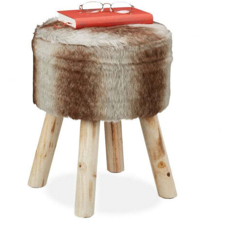 Tabouret en fourrure rond