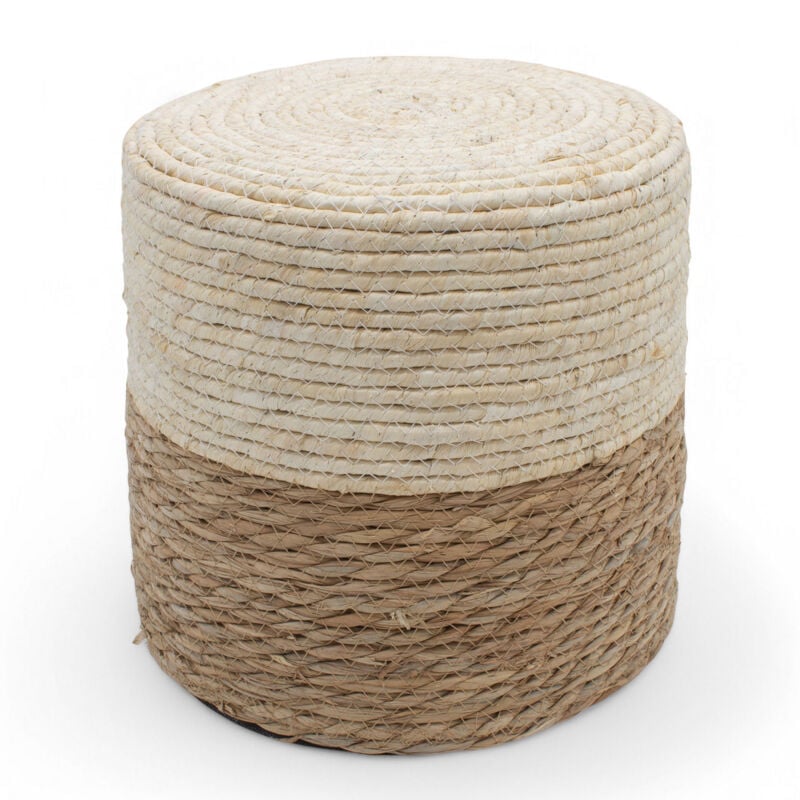 Tabouret en jonc de mer naturel - 30 cm - Pouf Boho en fibre naturelle