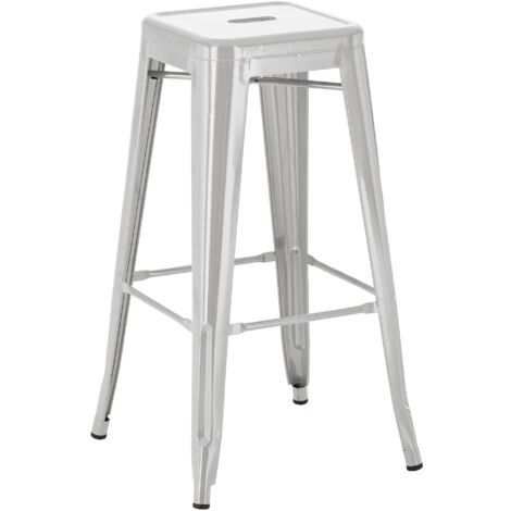 Tabouret en métal peint en poudre avec pas pratiques différentes couleurs colore : argent