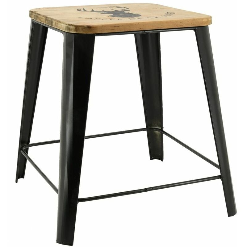 Tabouret en métal et bois Cerf